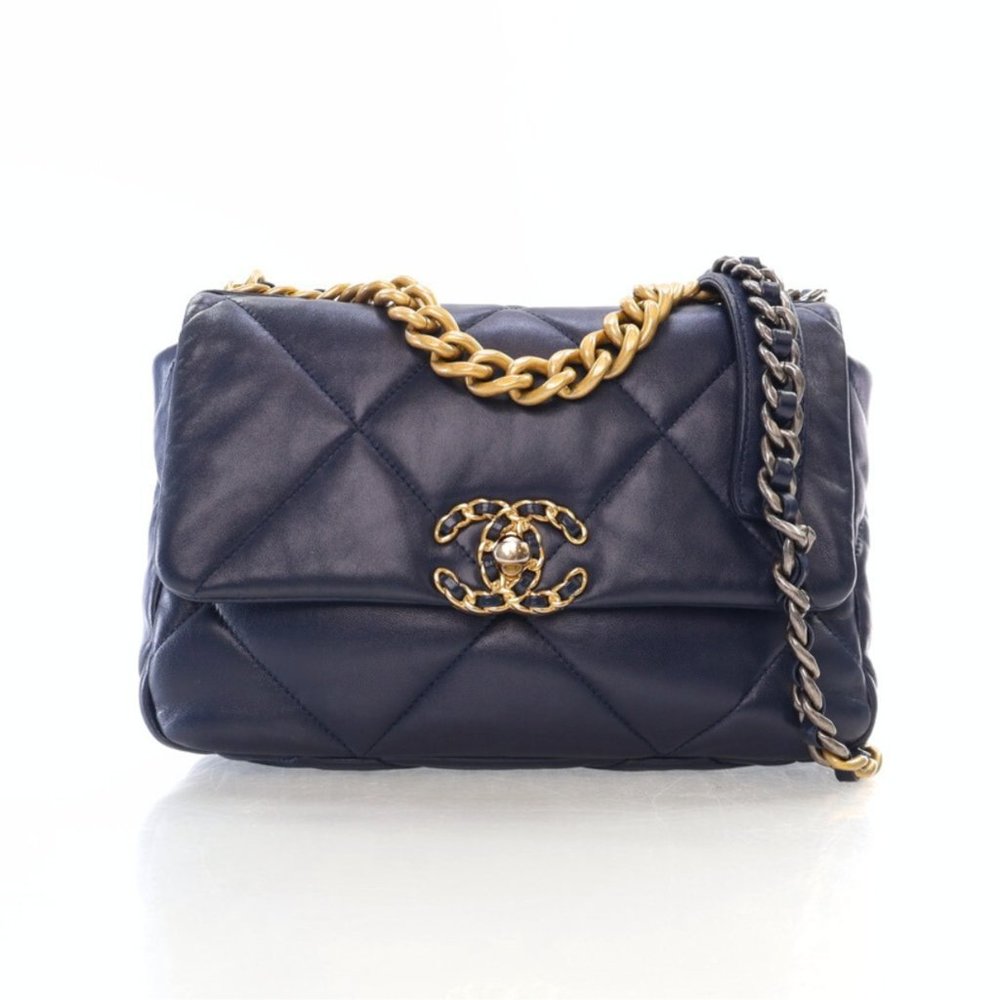 Chanel 19 Flap Small Navy Blue Lambskin